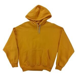 Mens Womens Hanes Hoodie Yellow size L Large Blank Kangaroo pockets